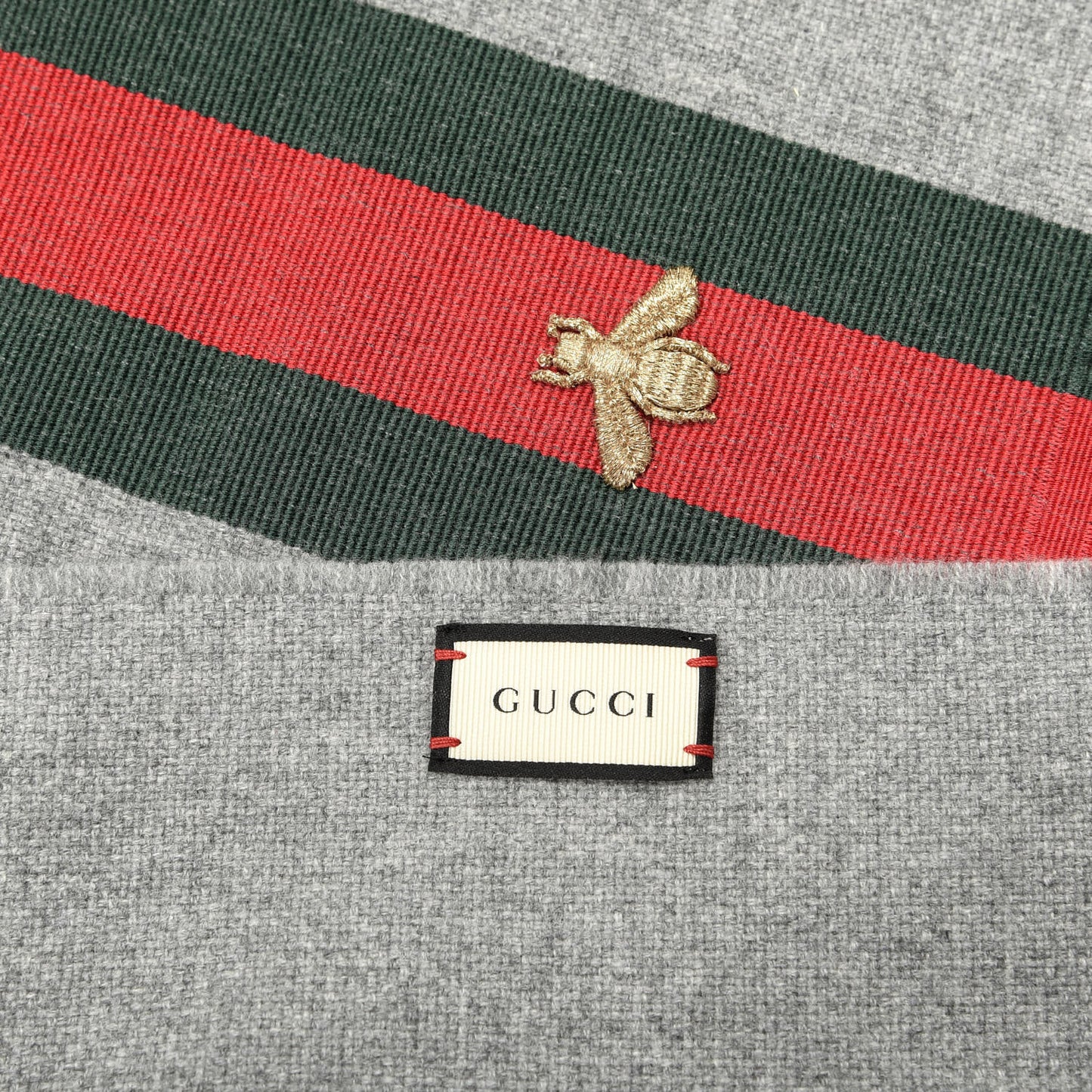 Wool Cashmere Silk Web Bee Scarf Grey