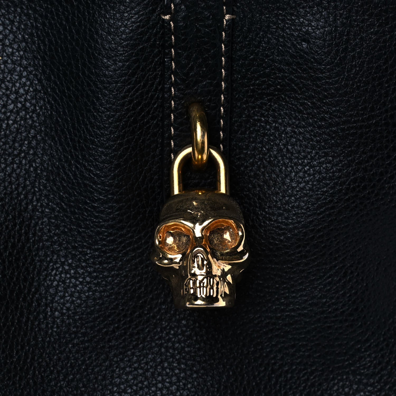 Alexander McQueen Pebbled Calfskin Skull Padlock Tote Black Navy Red Green 7 of 15