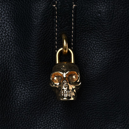 Alexander McQueen Pebbled Calfskin Skull Padlock Tote Black Navy Red Green 7 of 15