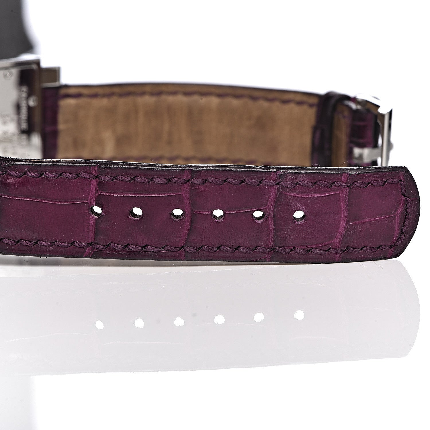 Bulgari Stainless Steel Alligator Garnet Mother of Pearl 26mm Quadrato Quartz Watch 8 of 10