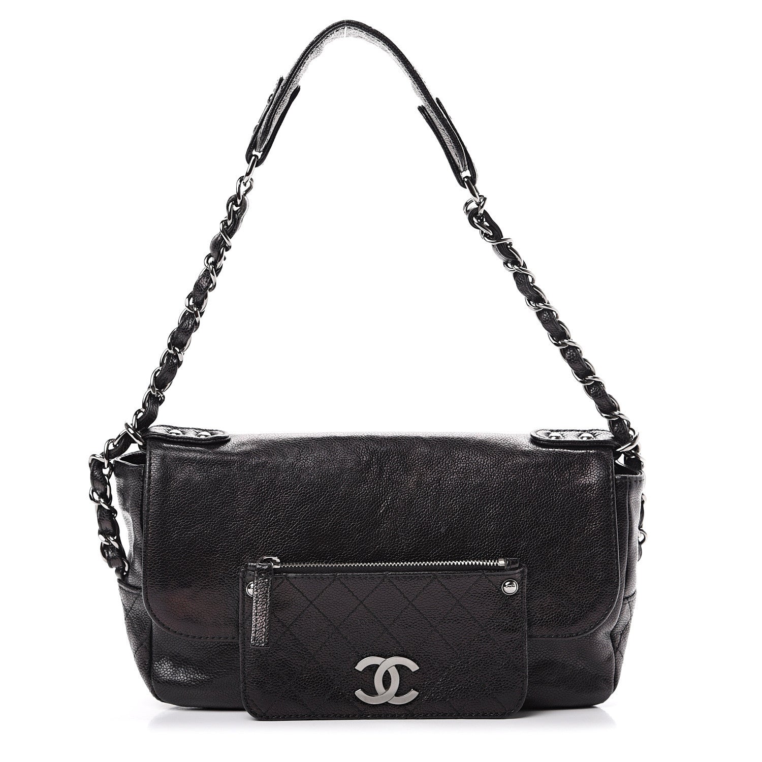 Chanel Glazed Caviar Small Pocket In The City Shoulder Bag Black 1 of 11