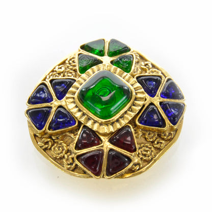 Chanel Gripoix Poured Glass Brooch Gold 94A 4 of 7