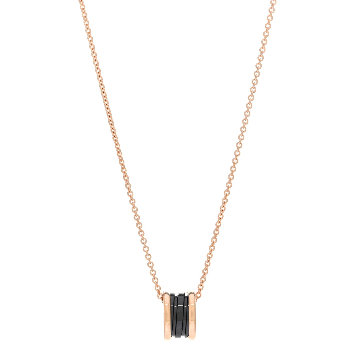 Bulgari 18K Rose Gold Black Ceramic B.Zero1 Pendant Necklace 1 of 5
