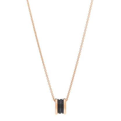 Bulgari 18K Rose Gold Black Ceramic B.Zero1 Pendant Necklace 1 of 5