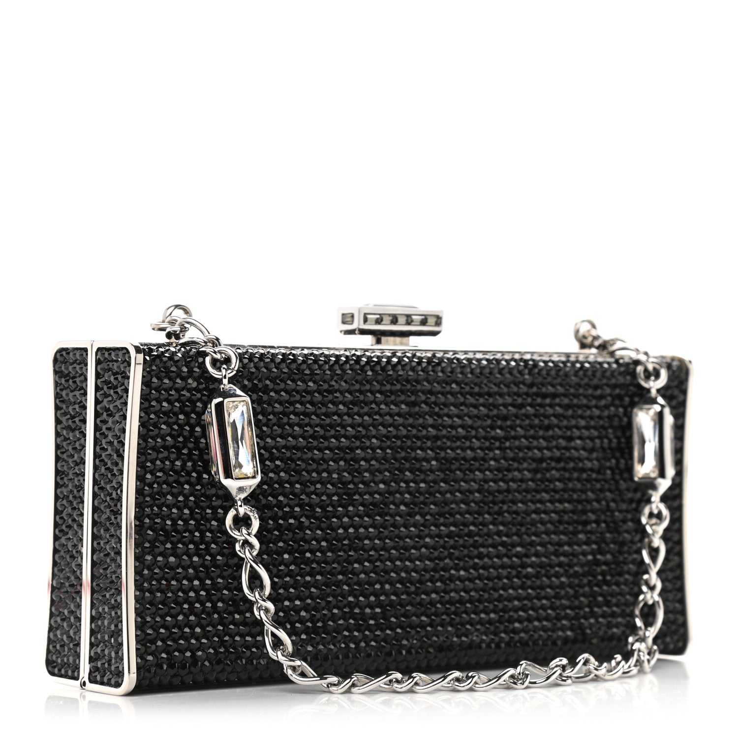 Judith Leiber Swarovski Crystal Minaudiere Clutch Black 3 of 10