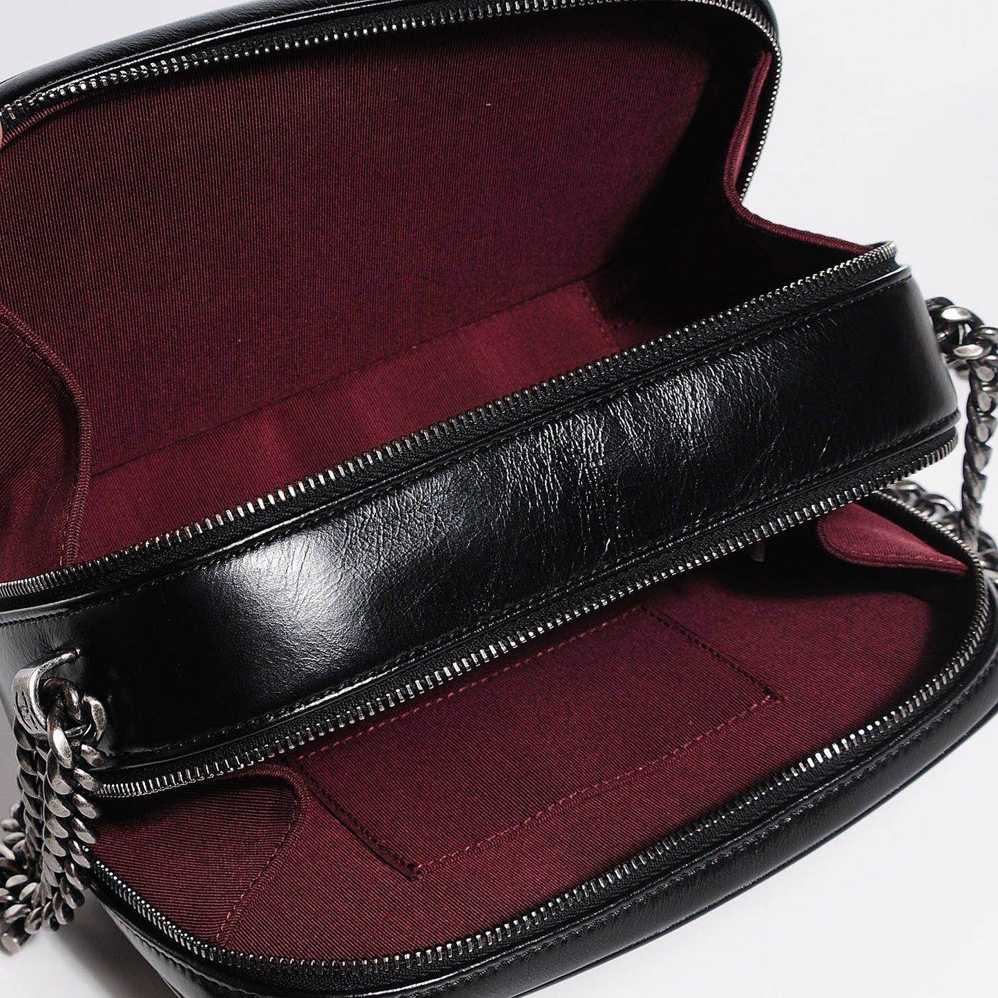 Glazed Calfskin Small Coco Boy Camera Case Black