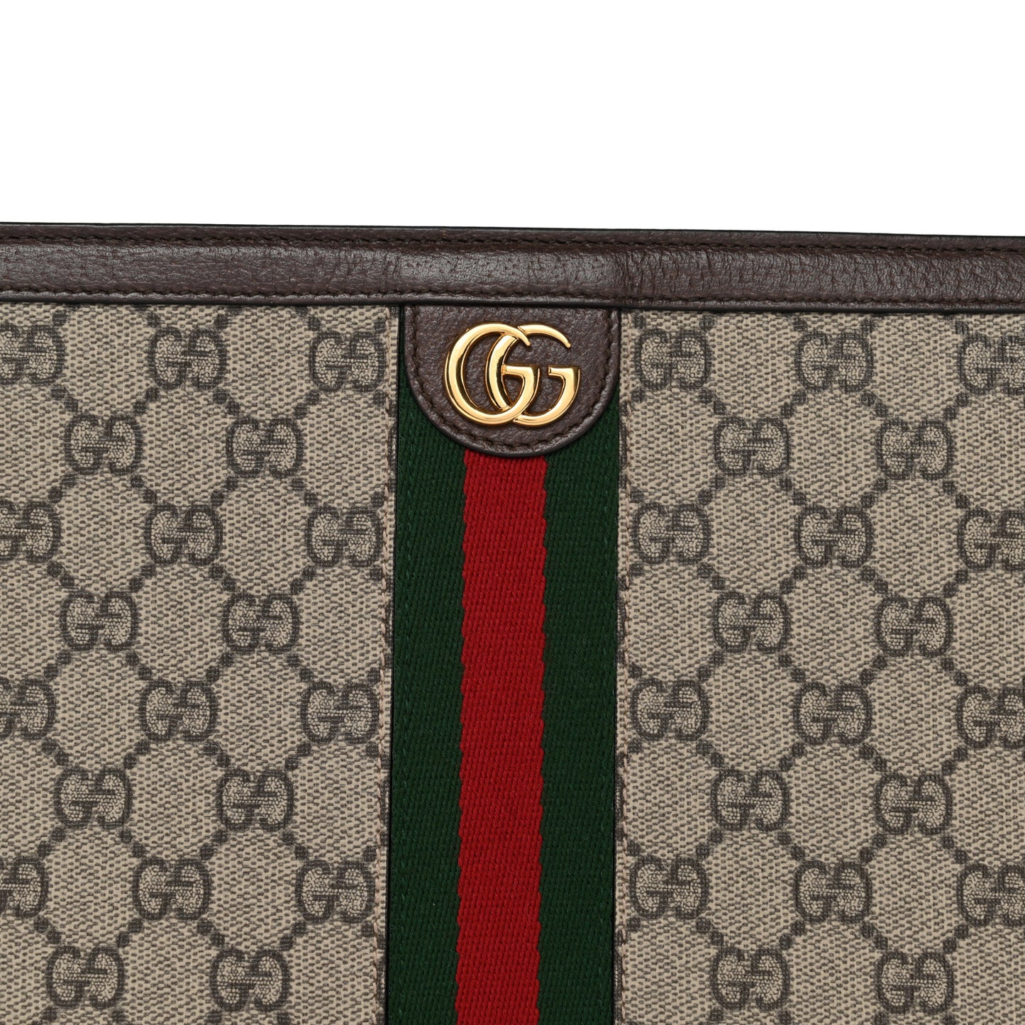 GG Supreme Monogram Web Ophidia Pouch Brown