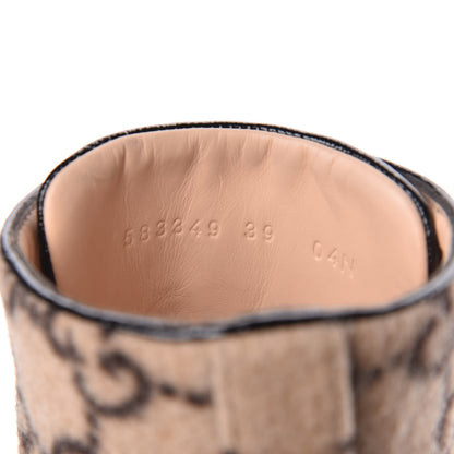 Gucci Covered Wool GG Monogram Womens Lace Up Combat Ankle Boots 39 Beige Ebony Black 6 of 14