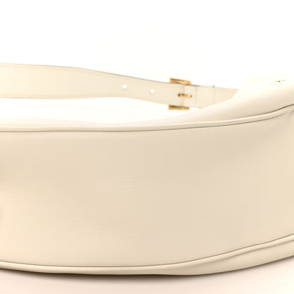 Prada Soft Grain Calfskin Large Demi-Lune Shoulder Bag White 8 of 9