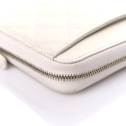 Chanel Caviar Quilted Large Gusset Zip Around Wallet White 13 of 17