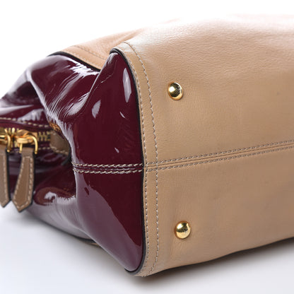 Fendi Calfskin Patent Small Chameleon Tote Cognac Bordeaux 8 of 16