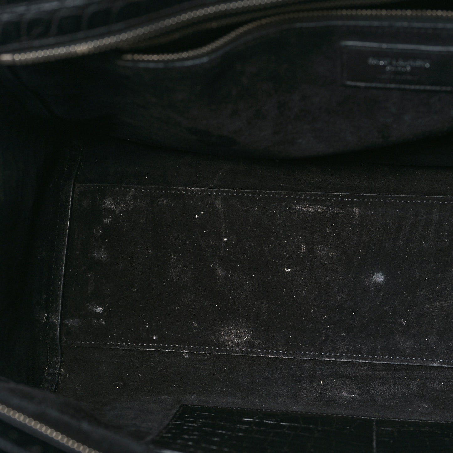 Calfskin Crocodile Embossed Medium Cabas Rive Gauche Black