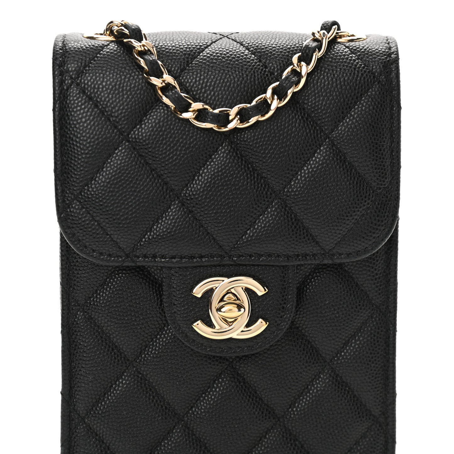 Caviar Quilted Classic Phone Holder Black
