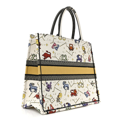 Christian Dior Canvas Embroidered Large Pixel Zodiac Book Tote Latte Multicolor 3 of 10