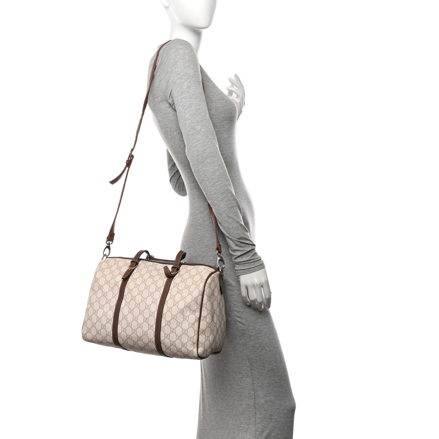 Gucci GG Supreme Monogram Calfskin Medium Nice Boston New Mystic White Beige Brown 2 of 16