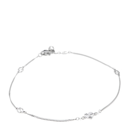 Gucci 18K White Gold Diamond Heart GG Station Bracelet 1 of 3
