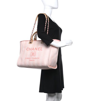 Chanel Mixed Fibers Calfskin Striped Medium Deauville Tote Light Pink 2 of 13
