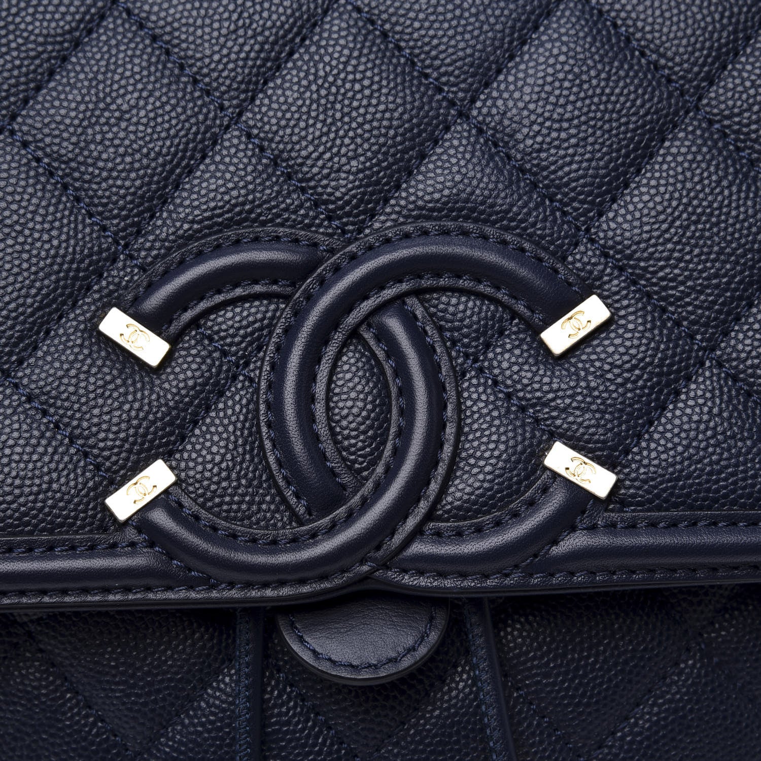 Chanel Caviar Quilted Filigree Backpack Navy 10 of 10