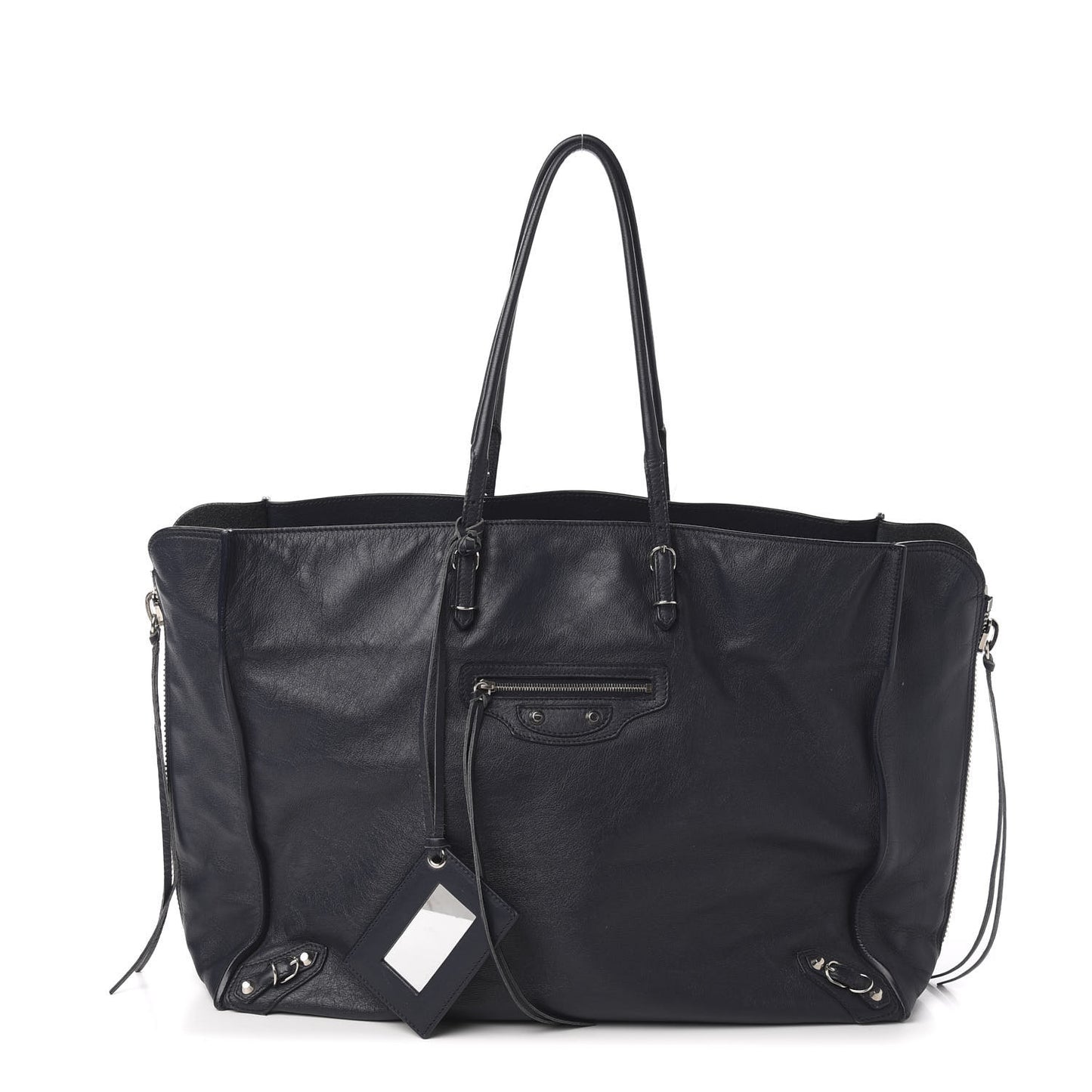 Veau Papier A4 Zip Around Tote Bleu Nuit