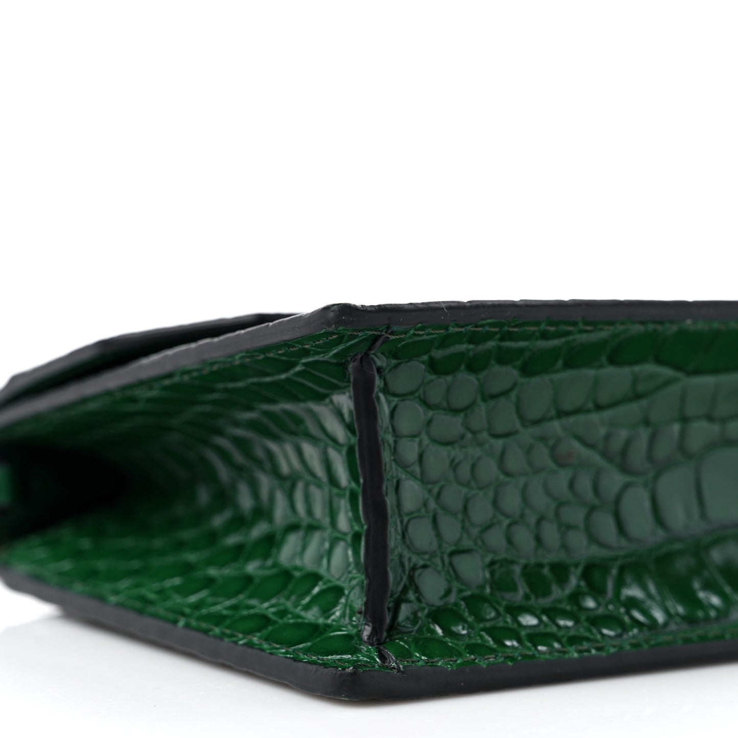 Calfskin Alligator Embossed Elisa Baguette Green