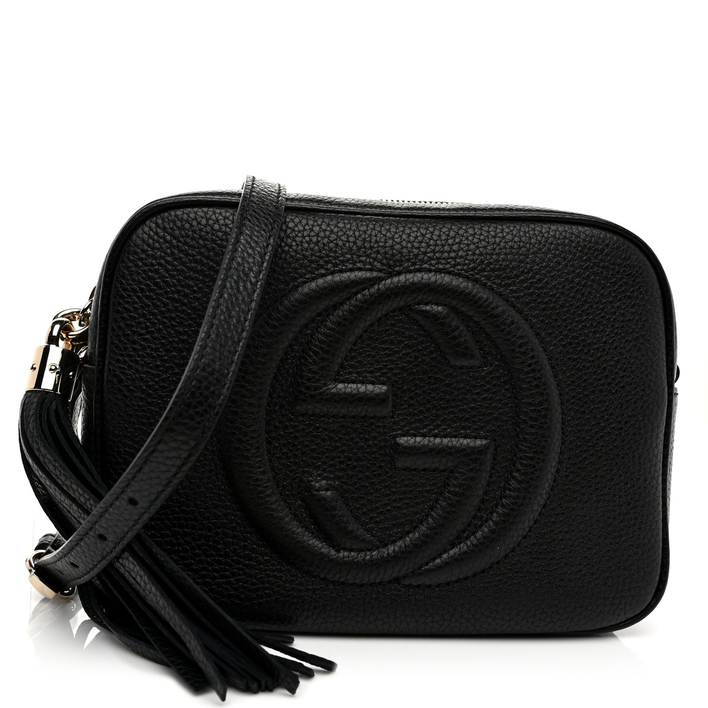 Pebbled Calfskin Small Soho Disco Bag Black