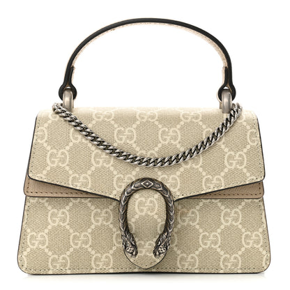Gucci GG Supreme Monogram Mini Dionysus Top Handle Bag Beige Mystic White Oatmeal 1 of 15