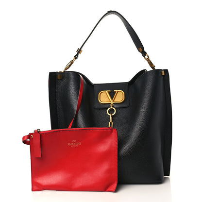 Valentino Garavani Grainy Calfskin Escape Hobo Bag Black 1 of 11