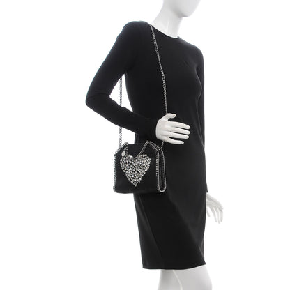 Stella McCartney Shaggy Deer Crystal Stones Heart Tiny Falabella Tote Black 2 of 9