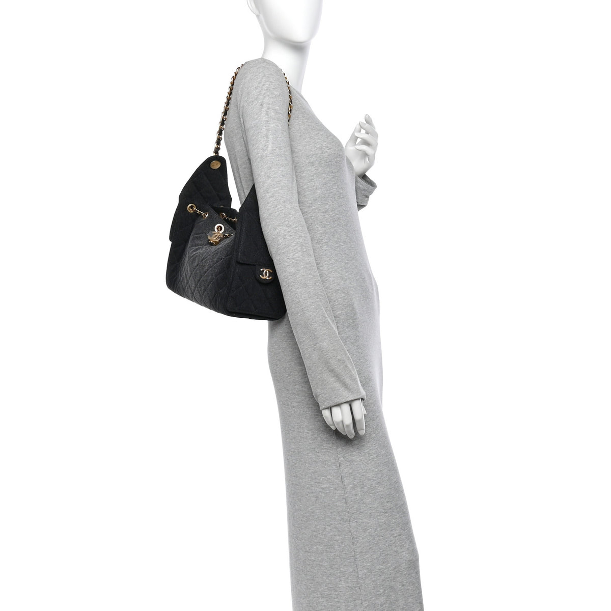 Chanel Washed Denim Quilted Small Chanel 25 Handbag Black 2 of 10