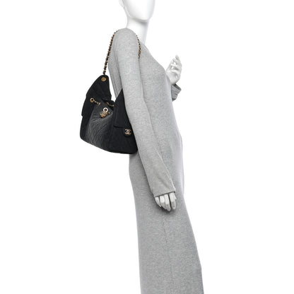 Chanel Washed Denim Quilted Small Chanel 25 Handbag Black 2 of 10