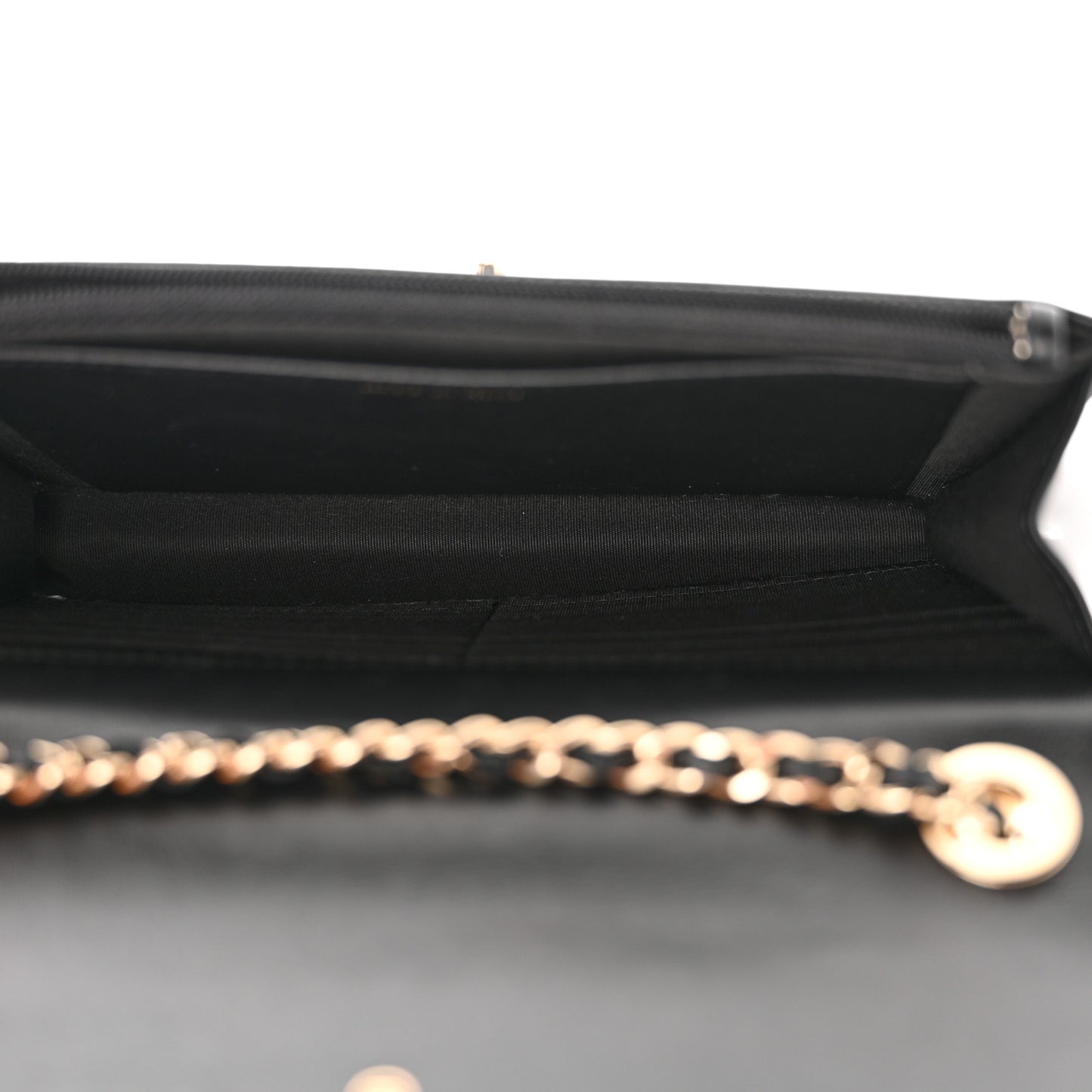 Lambskin Chevron Quilted Trendy CC Wallet On Chain WOC Black