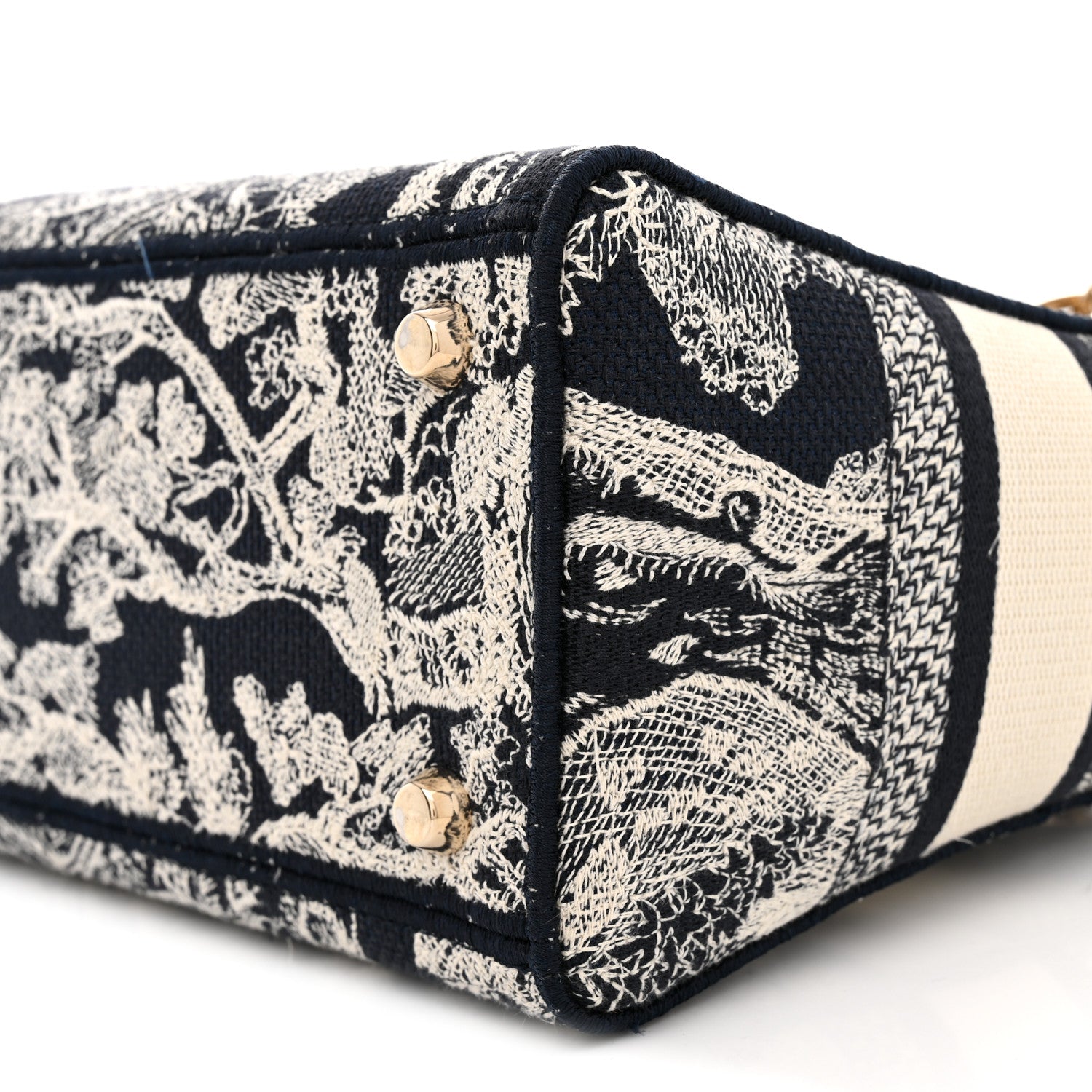 Christian Dior Canvas Toile De Jouy Reverse Embroidered Medium Lady D-Lite Navy 10 of 10