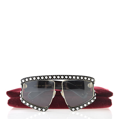 Gucci Acetate Pearl Rectangular Frame Sunglasses GG0234S Black 8 of 8