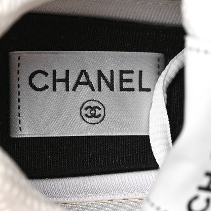 Chanel Fabric Laminated Calfskin Stretch CC Womens Sneakers 38 White Silver 6 of 6