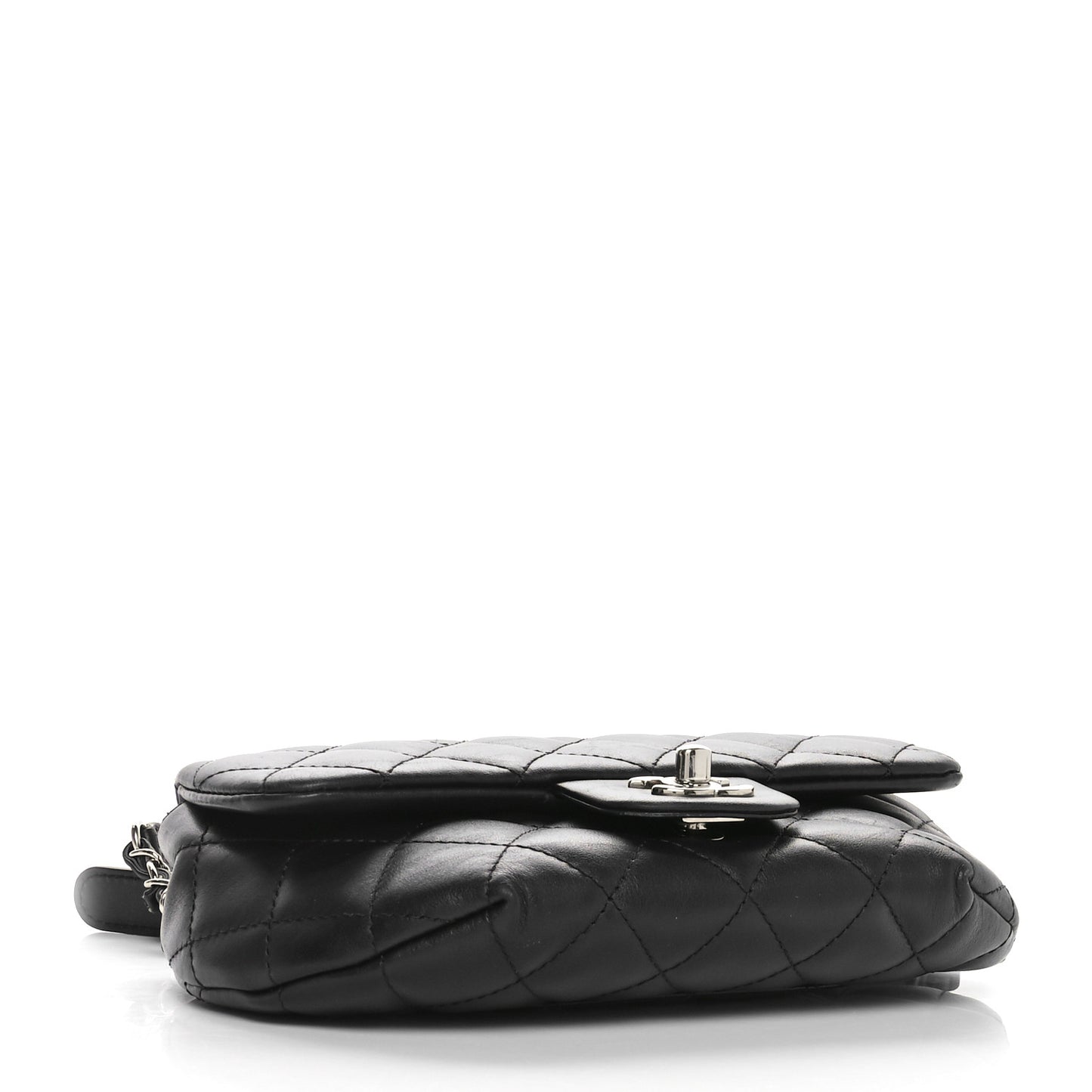 Calfskin Quilted CC Uniform Flap Belt Bag Black