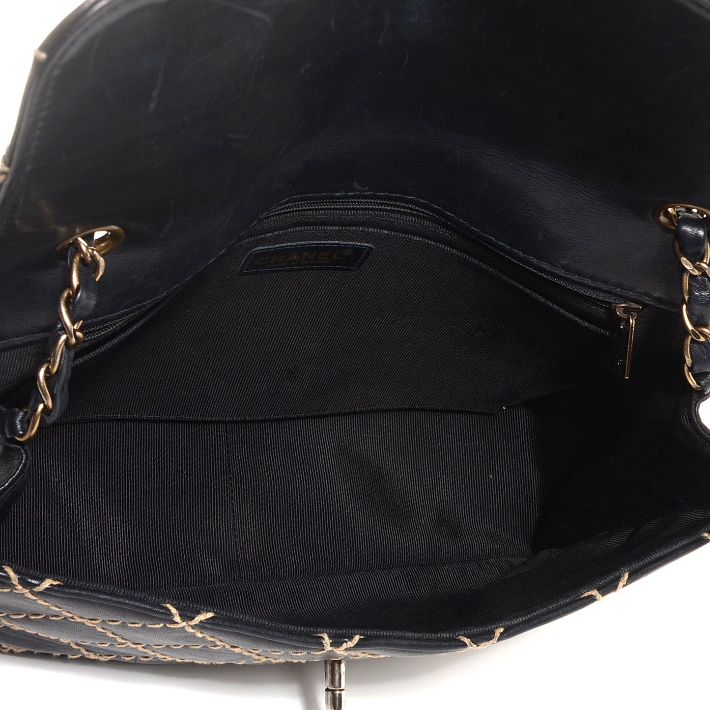 Calfskin Wild Stitch Jumbo Flap Black