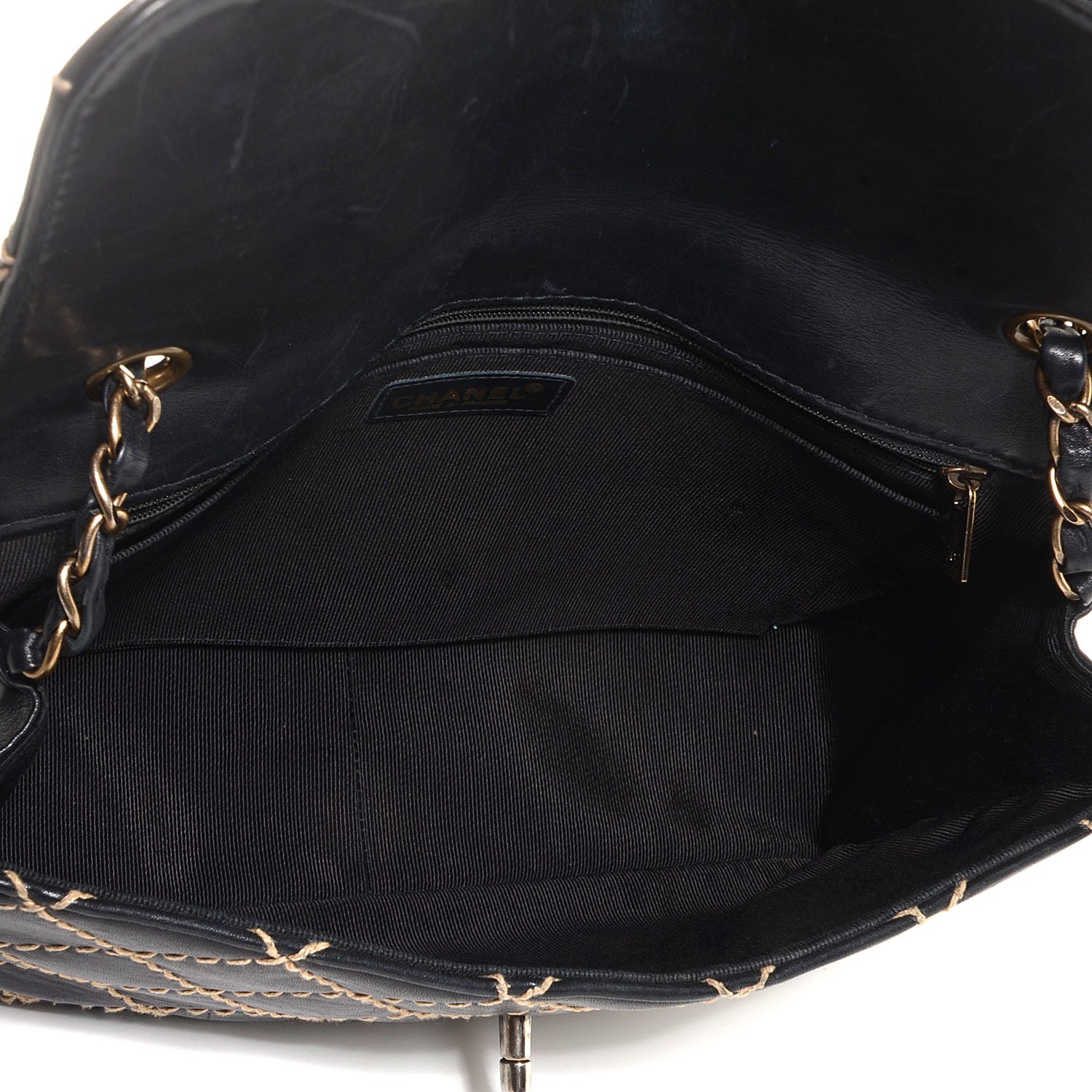 Chanel Calfskin Wild Stitch Jumbo Flap Black 5 of 8