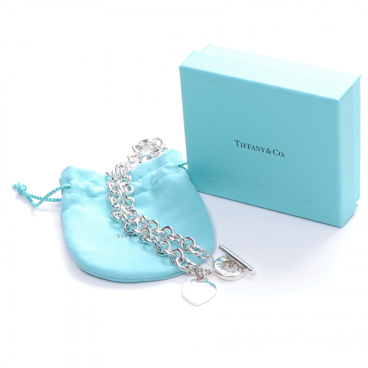 Sterling Silver Heart Tag Toggle Necklace