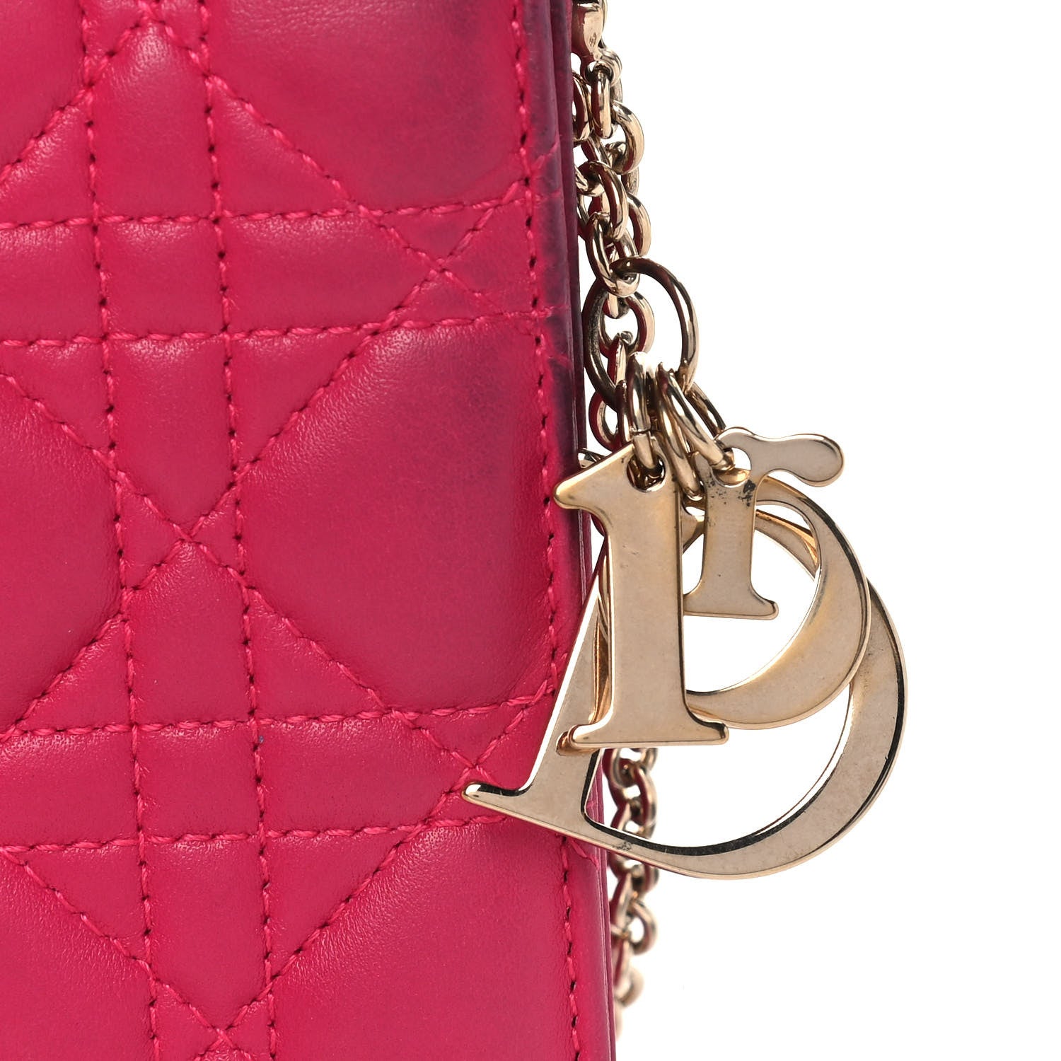 Christian Dior Lambskin Cannage Lady Dior Clutch Fuchsia 10 of 12