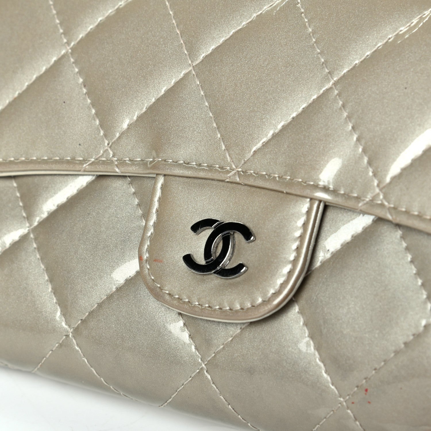 Chanel Patent Calfskin Quilted Large Flap Wallet Ivory 5 of 6