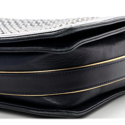Chanel Lambskin Braided Woven Medium Boy Flap Navy Black 10 of 17
