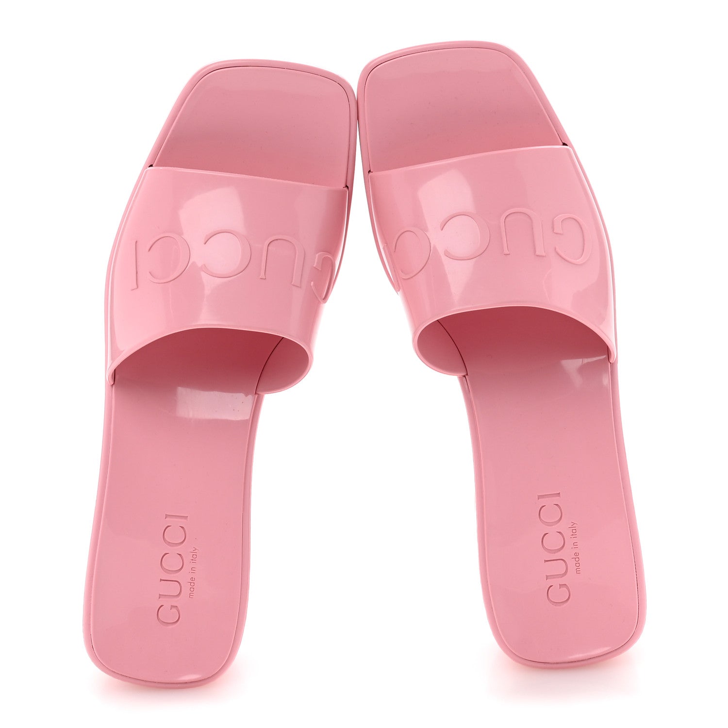 Gucci Rubber Gucci Logo Womens Platform 20/60mm Slide Sandals 37 Wild Rose 2 of 9