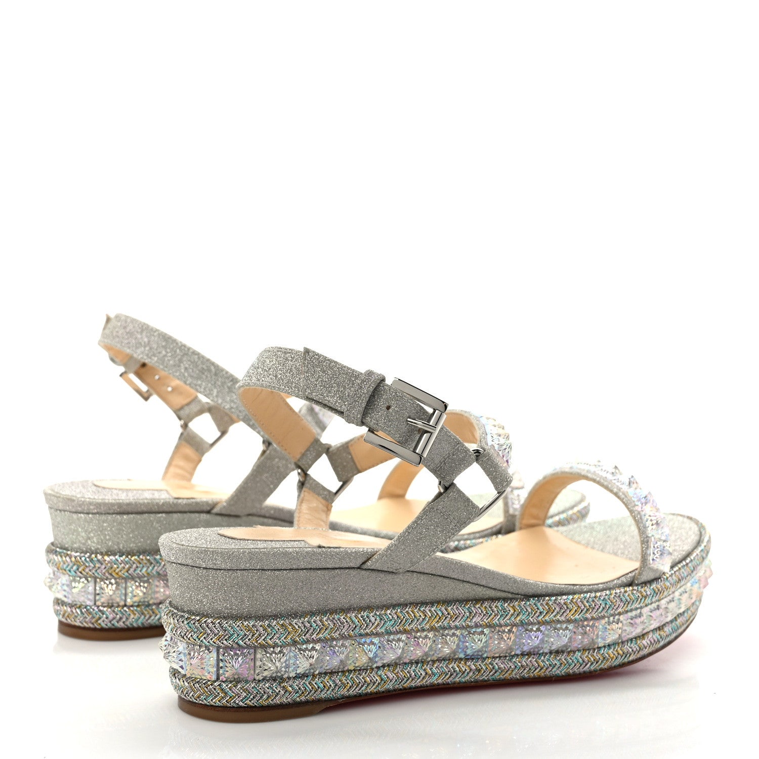 Christian Louboutin Glitter Pira Ryad 60 Platform Sandals 39 Silver 4 of 8