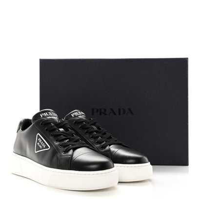 Prada Vitello Soft Triangle Logo Low Top 45mm Sneakers 40 Black White 14 of 14