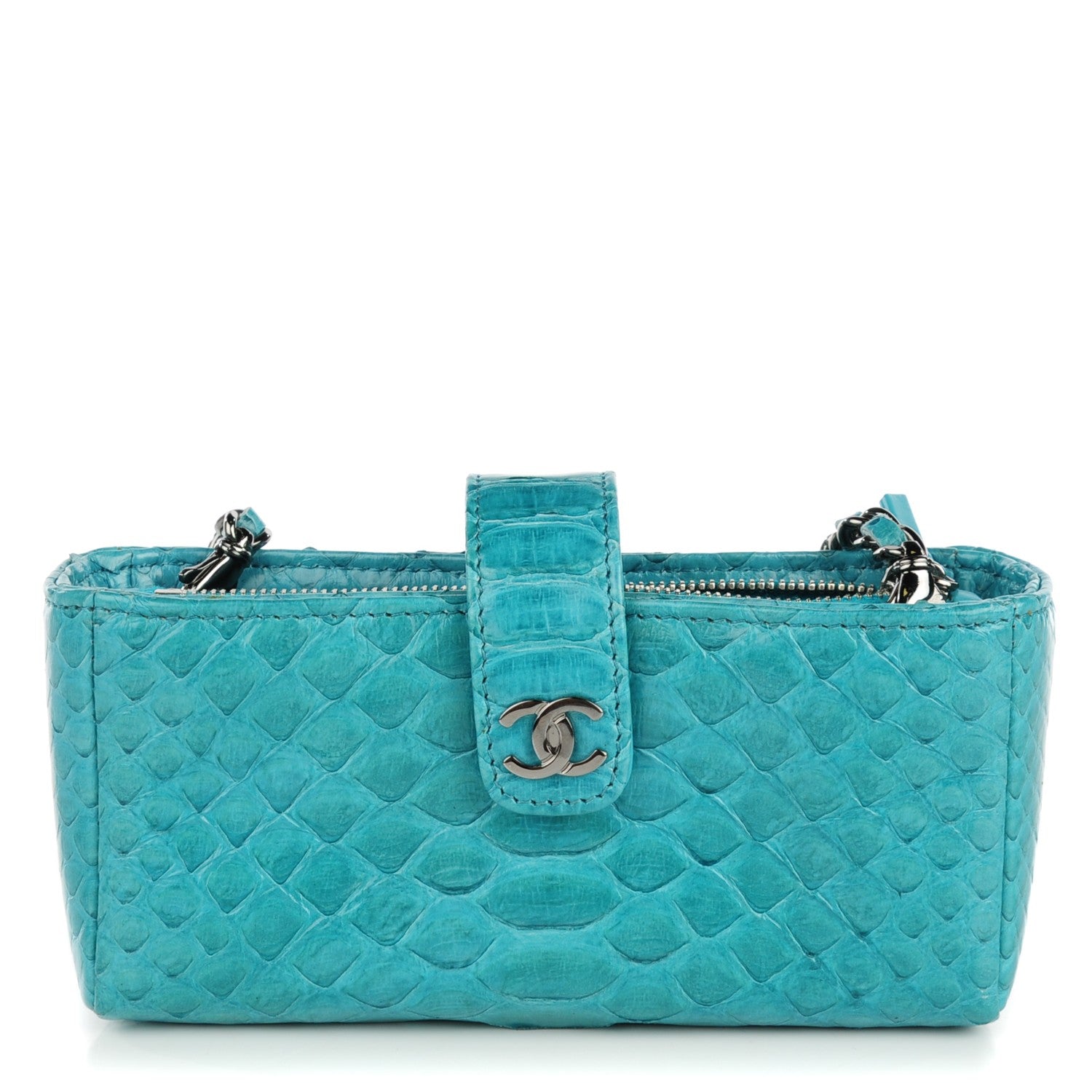 Chanel Python Mini Phone Holder Crossbody Bag Turquoise 1 of 7