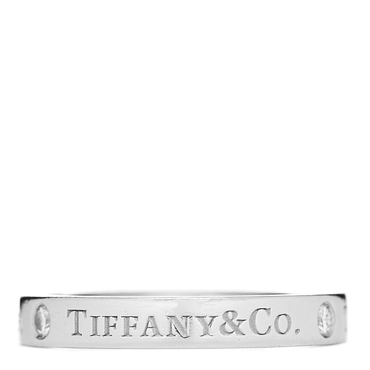 Tiffany Platinum Diamond Logo Band Ring 52 6 3 of 4