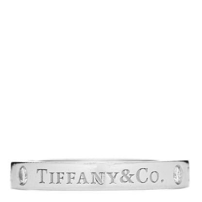 Tiffany Platinum Diamond Logo Band Ring 52 6 3 of 4