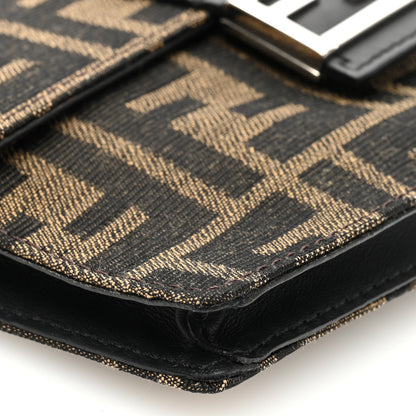 Fendi Recycled Fabric Jacquard Vitello Grace FF 1974 Baguette Belt Pouch Tobacco Moro Black 9 of 10