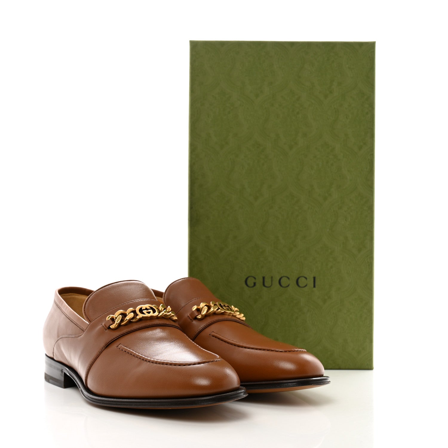 Gucci Supple Lambskin Mens Chain Interlocking G Loafers 9 Cuir 12 of 12