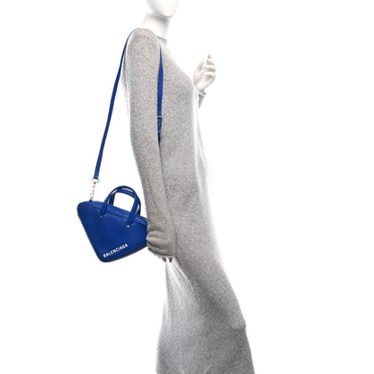 Balenciaga Shiny Day Calfskin Logo XS Triangle Duffle Bleu Roi White 2 of 11